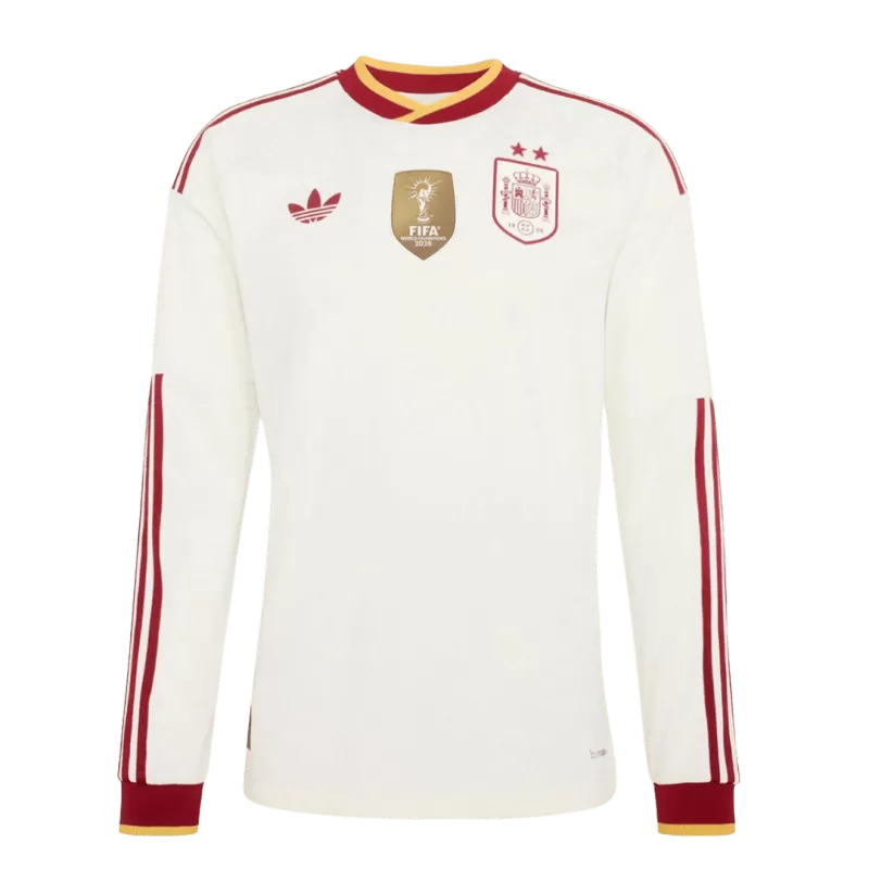 Spain Away 2026/27 Long Sleeve 2 Stars Jersey White Men's
